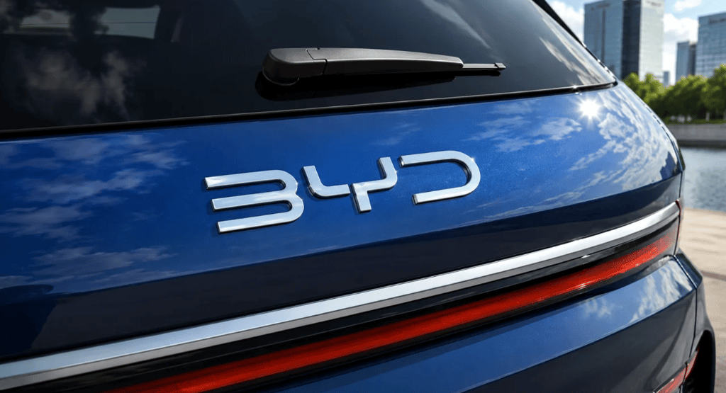Logo da BYD em hatch azul que marca nova fase da marca voltada à Europa.