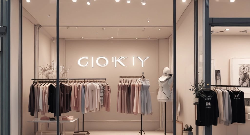 A stylish boutique storefront with elegant window displays showcasing women's fashion.