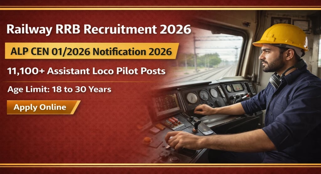 An Indian Railway train on the tracks. (Alt Text: RRB ALP Recruitment 2026 train pilot job)