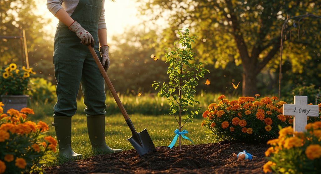 A grieving mother plants new life in her garden, where her child’s memory grows with the flowers.