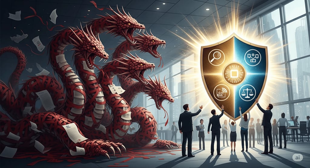 a group of people standing around a dragon