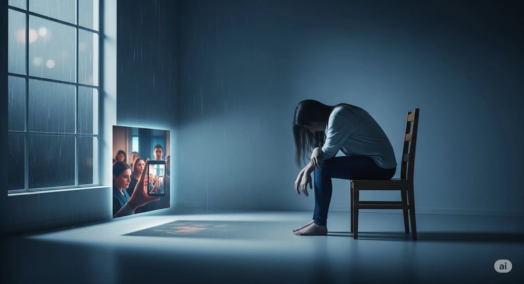 a woman sitting in a chair in a room with a television