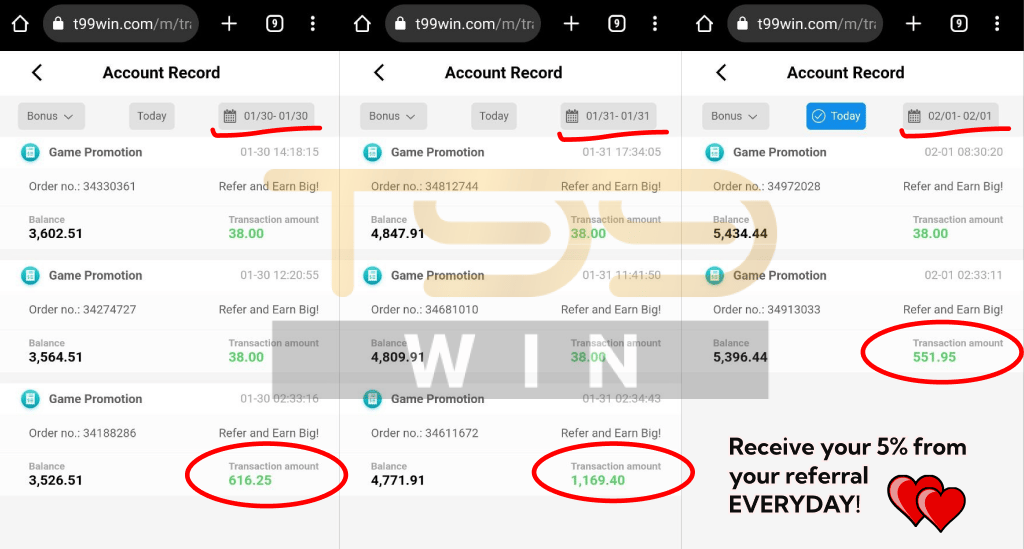 T99Win Referral Earning