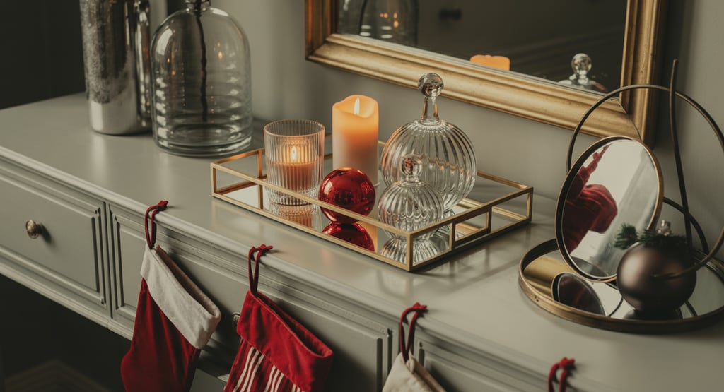 a christmas stocking with stockings and stockings hanging on a mantle