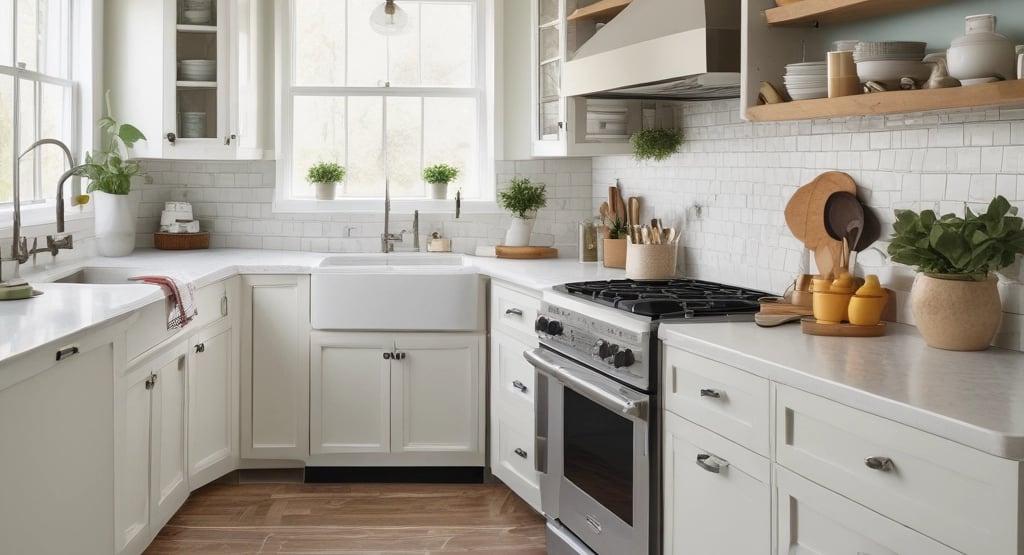 organized plate in kitchen cupboard