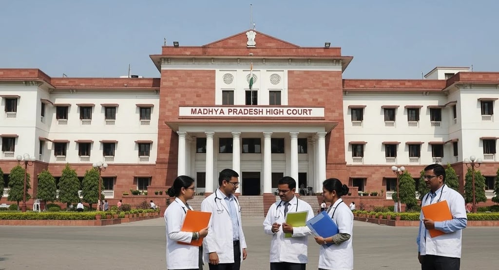 Madhya Pradesh High Court building with in-service doctors, related to rural posting bond decision