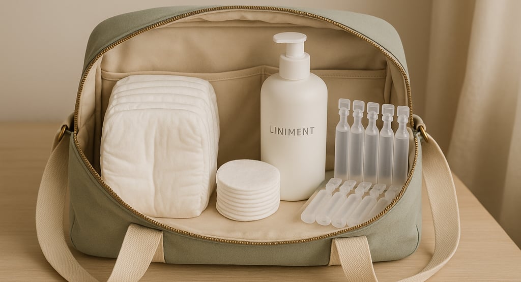sac à langer ouver avec couches liniment et sérum physiologique