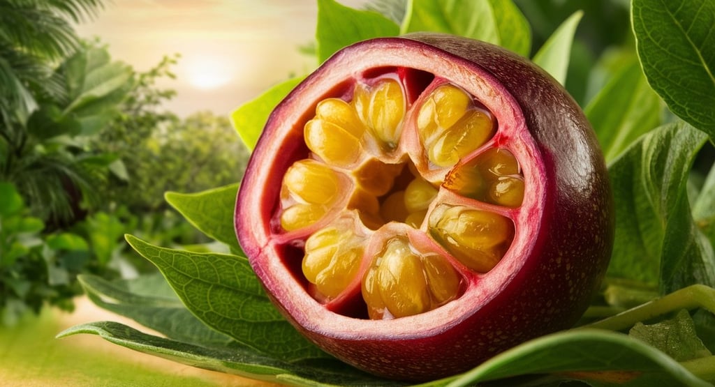 a passion fruit cut open