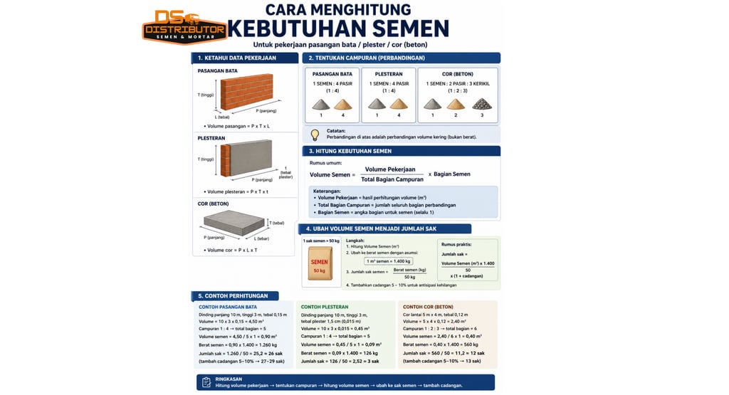 cara menghitung kebutuhan semen