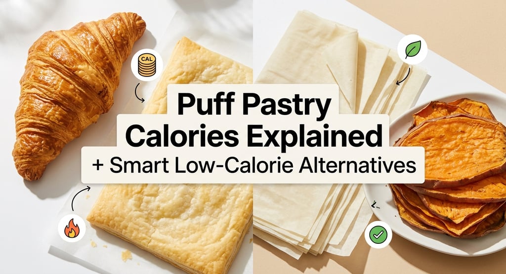 Balanced meal with puff pastry, salad, and protein showing portion control and healthy eating tips