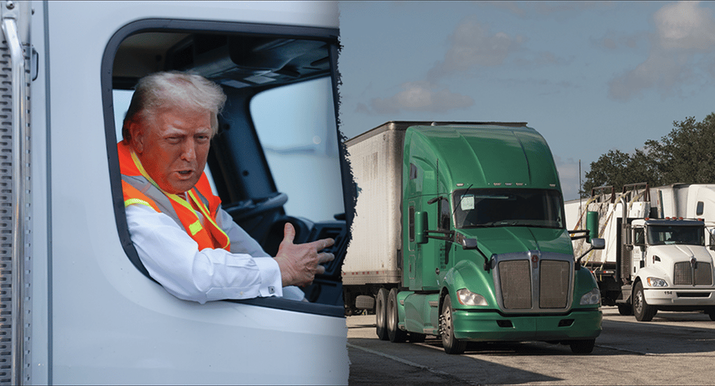 a man in a safety vest and a truck