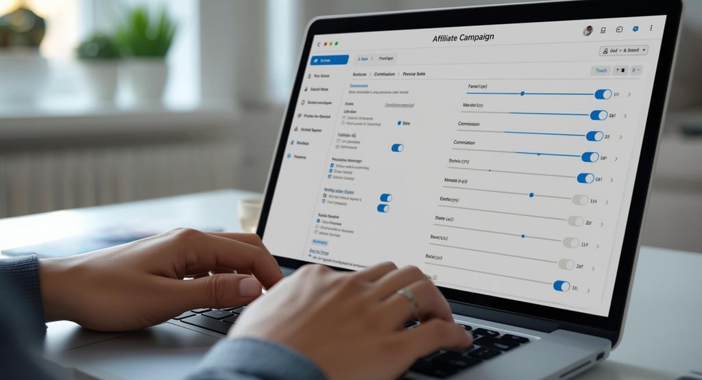 Setting up affiliate campaign with flexible commission structures and tracking tools