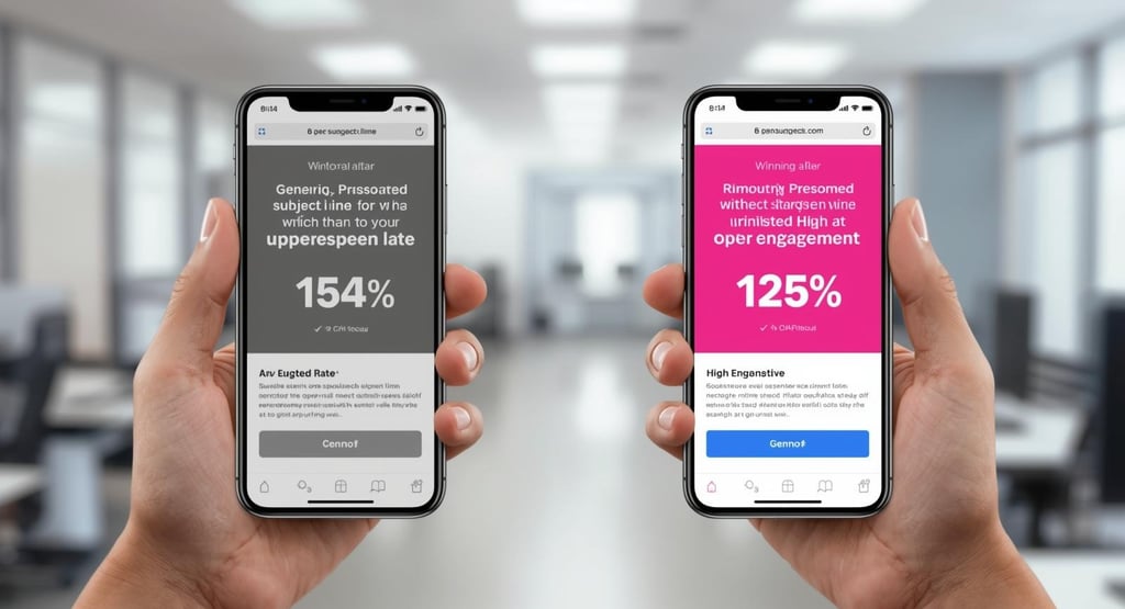 Email subject line A/B test comparison showing open rate improvements