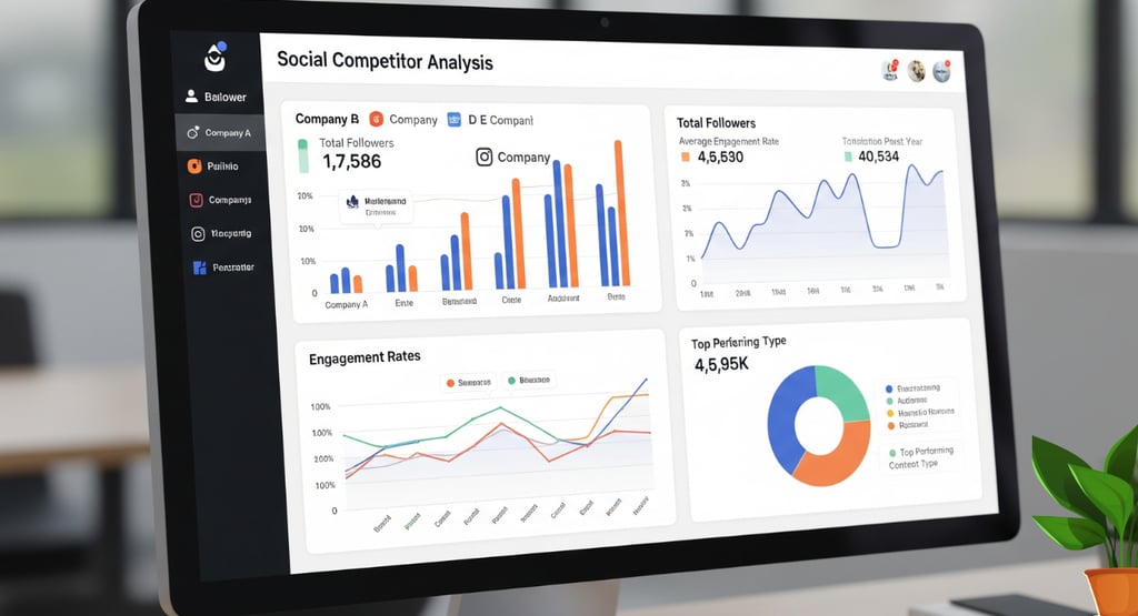 Colorful dashboard of social media metrics on a computer.
