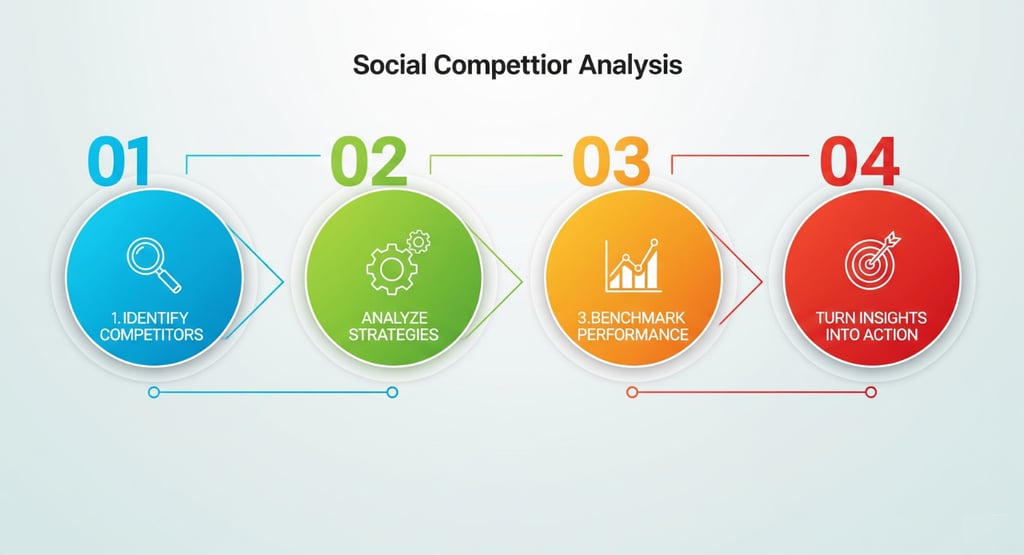 Infographic showing four steps for social media analysis.