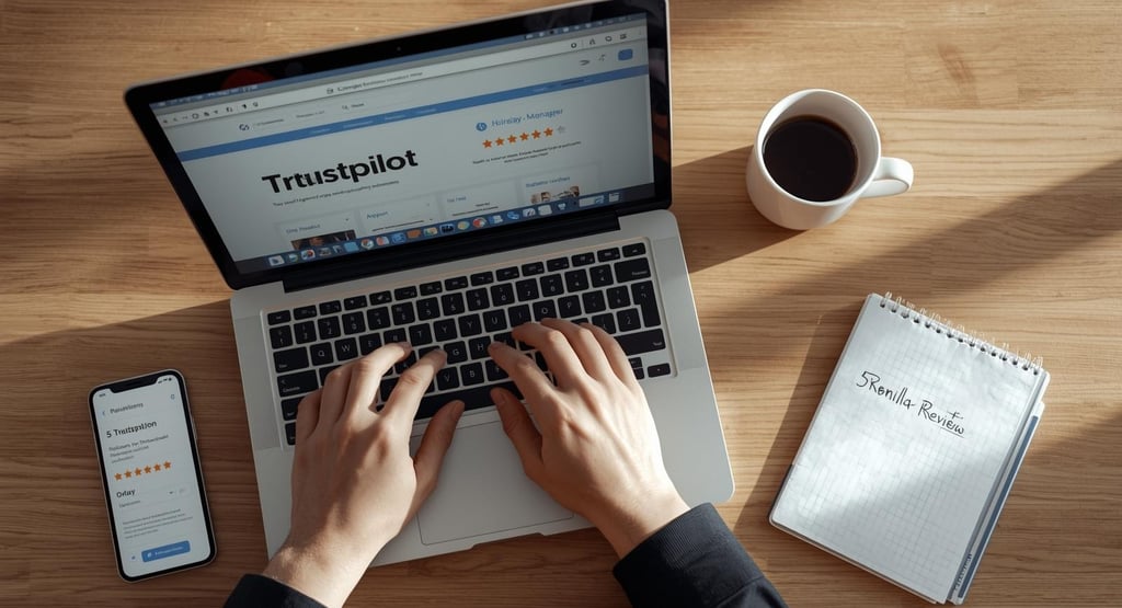 Setting up online review platforms on laptop and phone