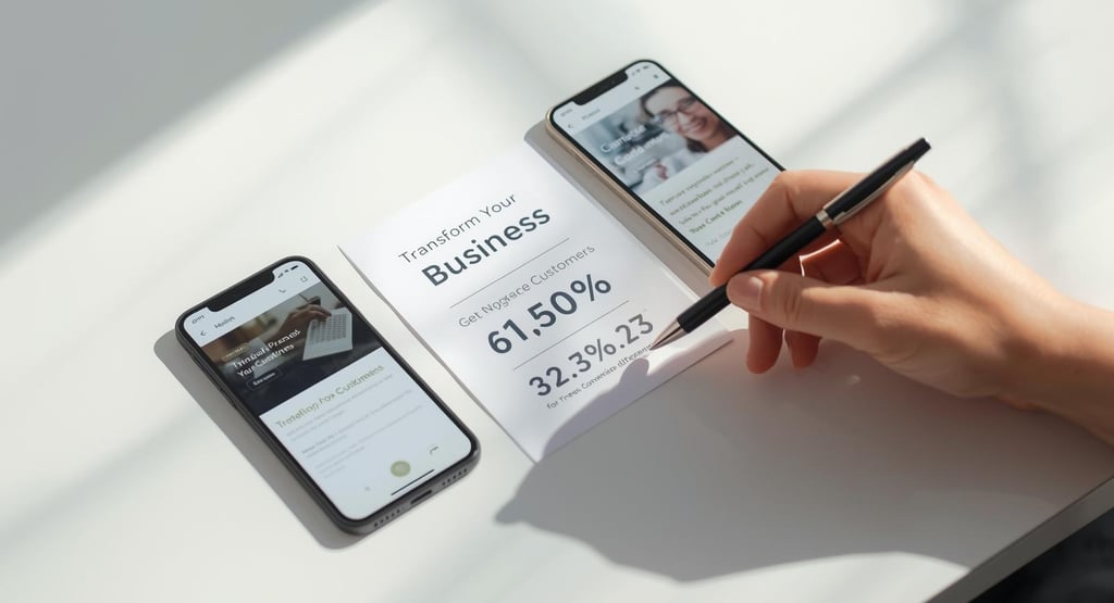 Landing page A/B test variations on mobile devices