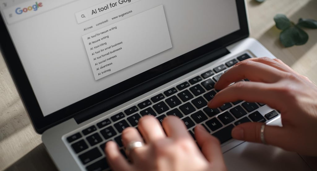 Google search showing AI tool autocomplete suggestions