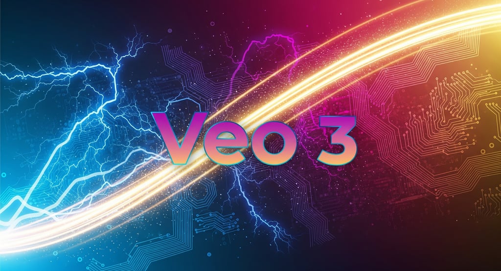 Abstract digital art representing AI video creation with Veo 3 Prompts for marketers