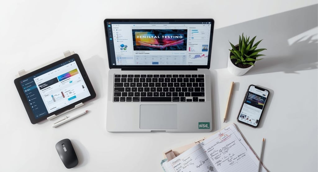 Multiple devices showing A/B testing tools and platforms interface