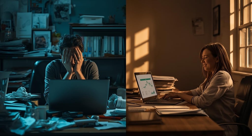 Contrast between email marketing failure and success workspace