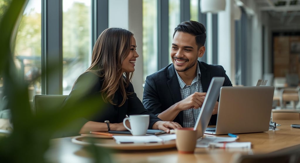 Business professionals meeting after connecting through consistent LinkedIn presence