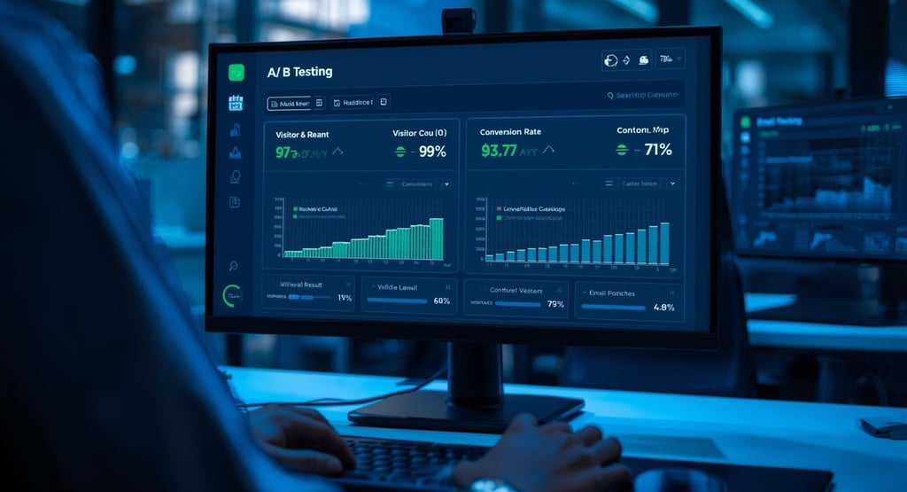 A/B testing dashboard showing control and variation performance metrics