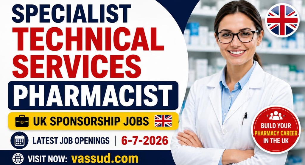 Specialist Technical Services Pharmacist Jobs in UK with Sponsorship | Latest Openings (3 July 2025)
