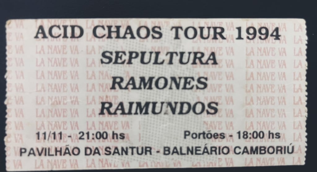 ingresso acid chaos tour ramones sepultura