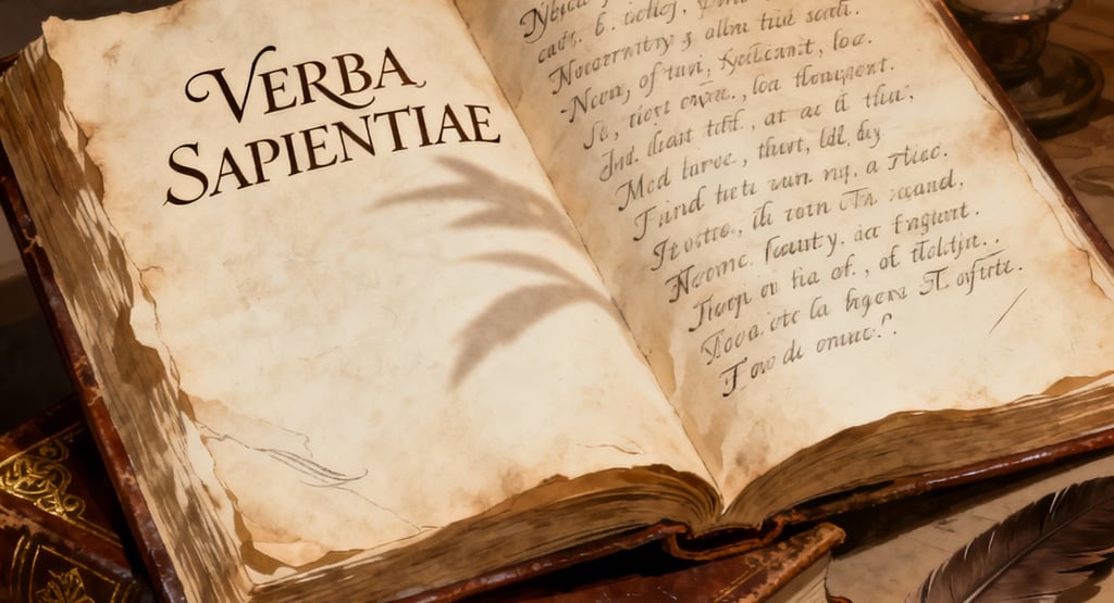 a book with a pen and a pen on it., Open book with Latin texts