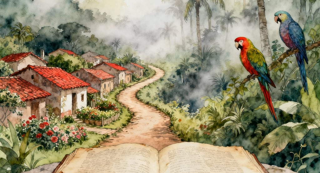 a book opened to show a painting of a parrot and a parrot