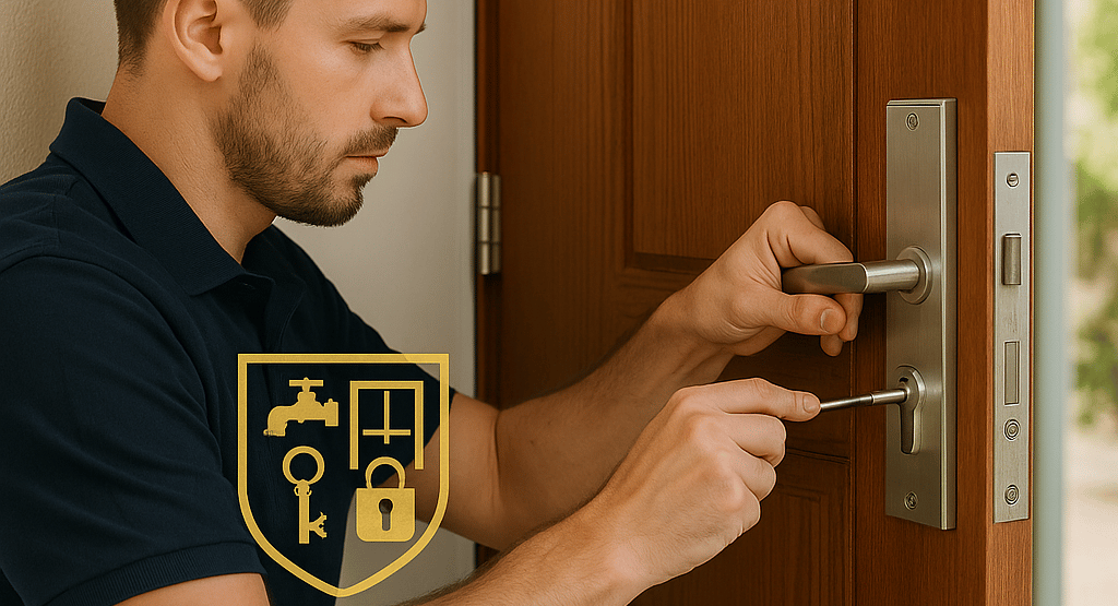 a man in a blue shirt is holding a keychaik