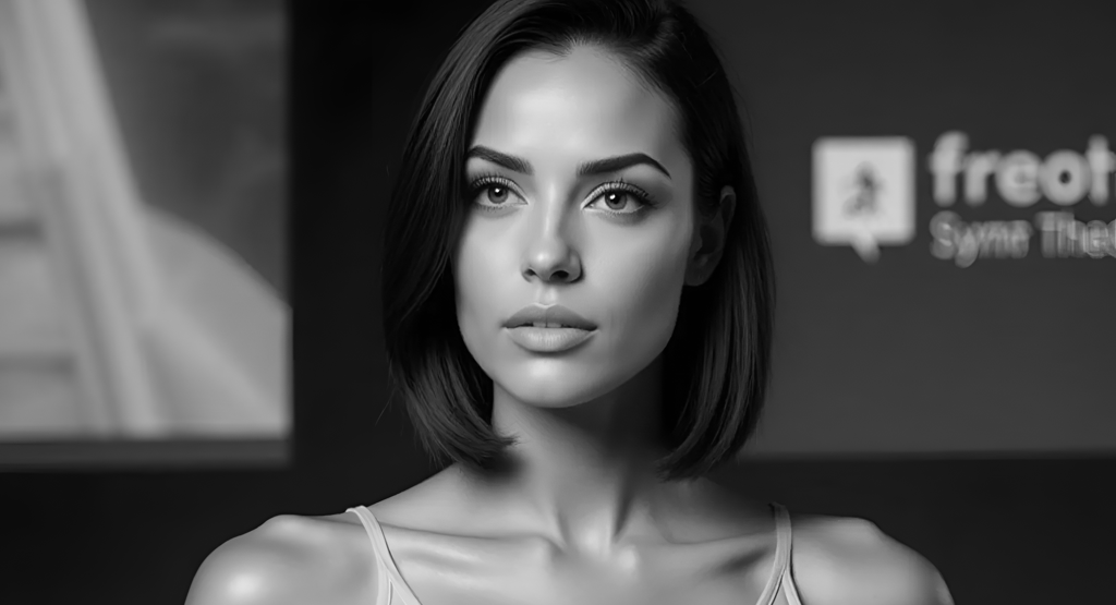 Vivienne’s soft-focused portrait, half-lit with luxury branding blurred behind
