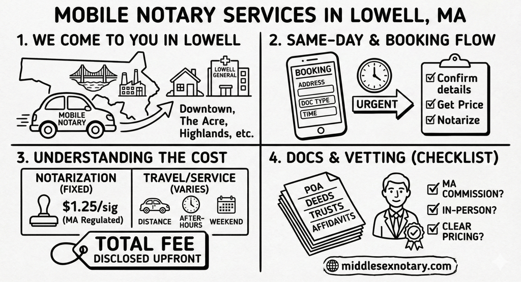 mobile notary in Lowell MA meeting client at home