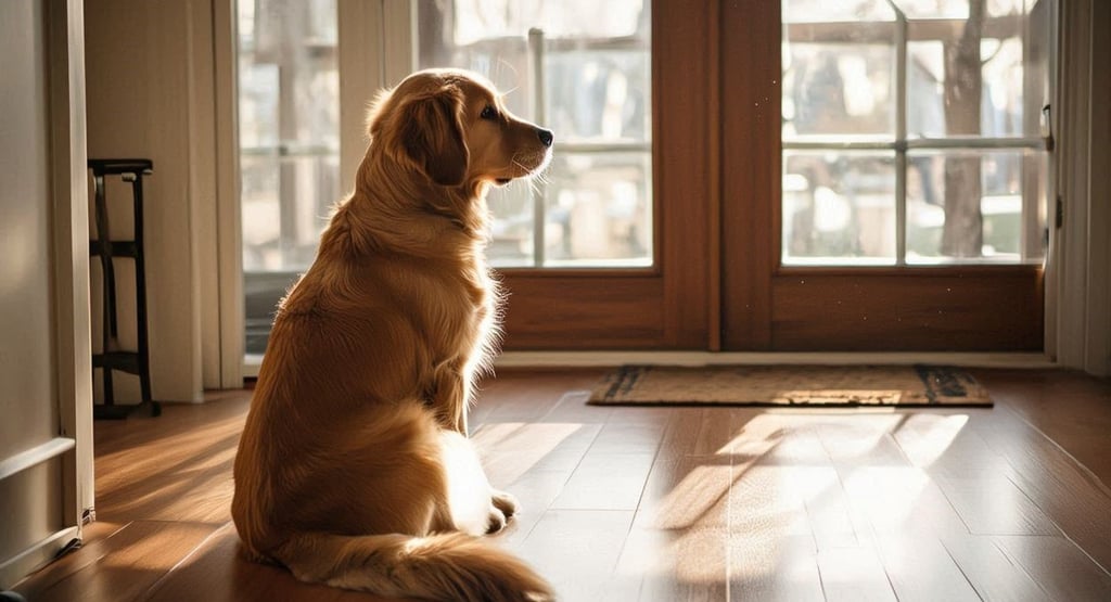 perro llorando al quedarse solo en casa