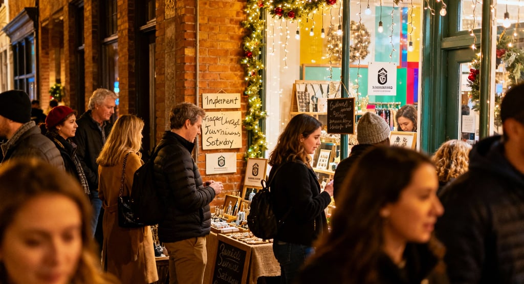 a group of people standing in front of a store