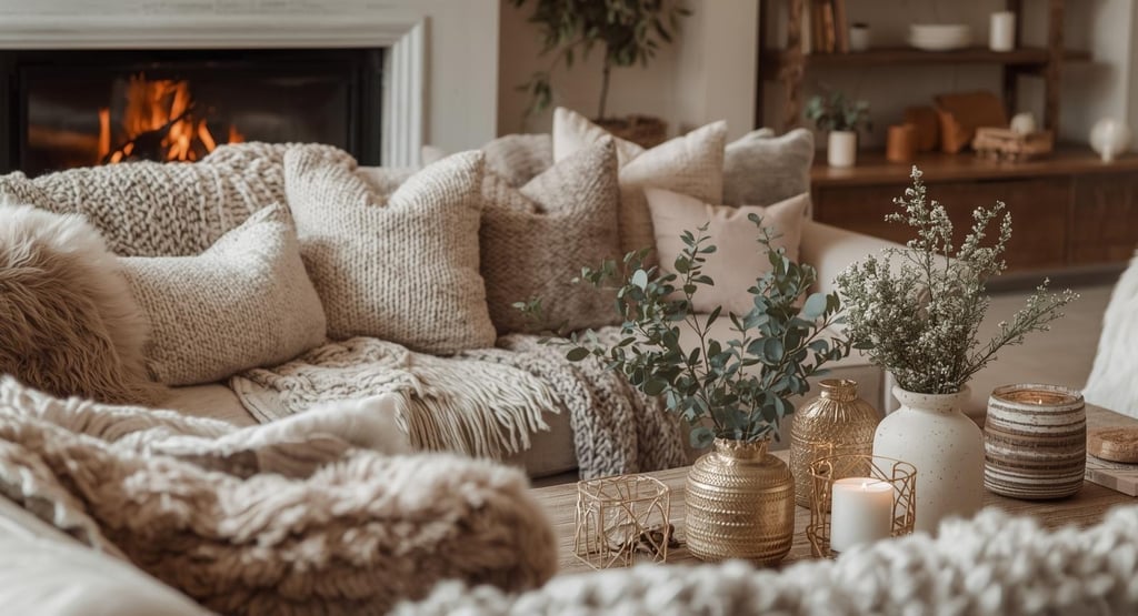 homey and cozy living room with a couch and a table that will warm you up