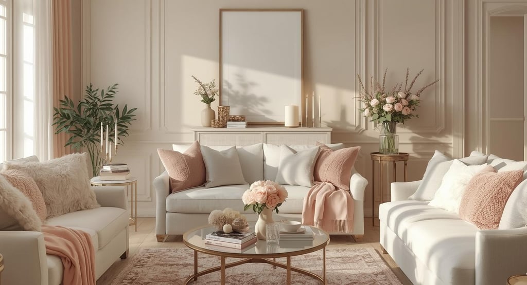A subtle living room with pink Valentine’s décor
