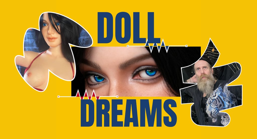 graphic element feature a sex doll and a beard man