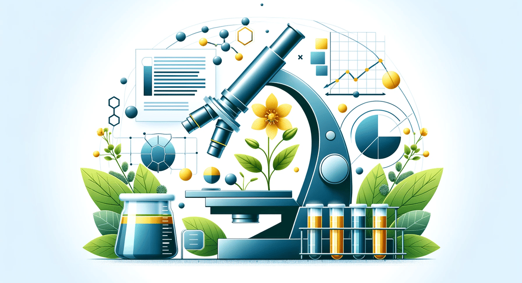 a microscope with a microscope and some plants