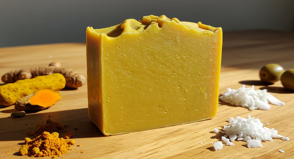 Jabón 100% Natural de Curcuma y Aceite de Olivo Antioxidante y Revitalizante