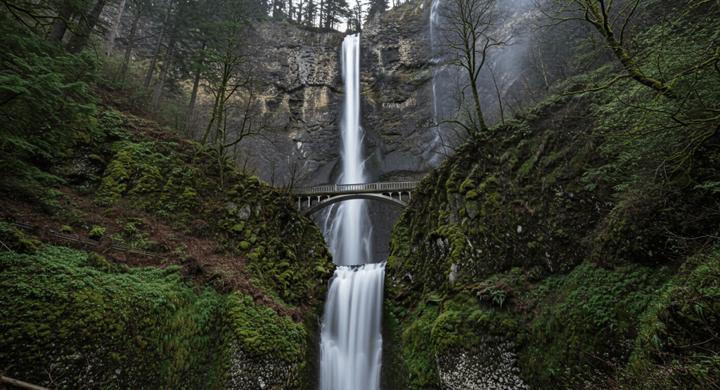 The majestic Multnomah Falls in the Columbia River Gorge