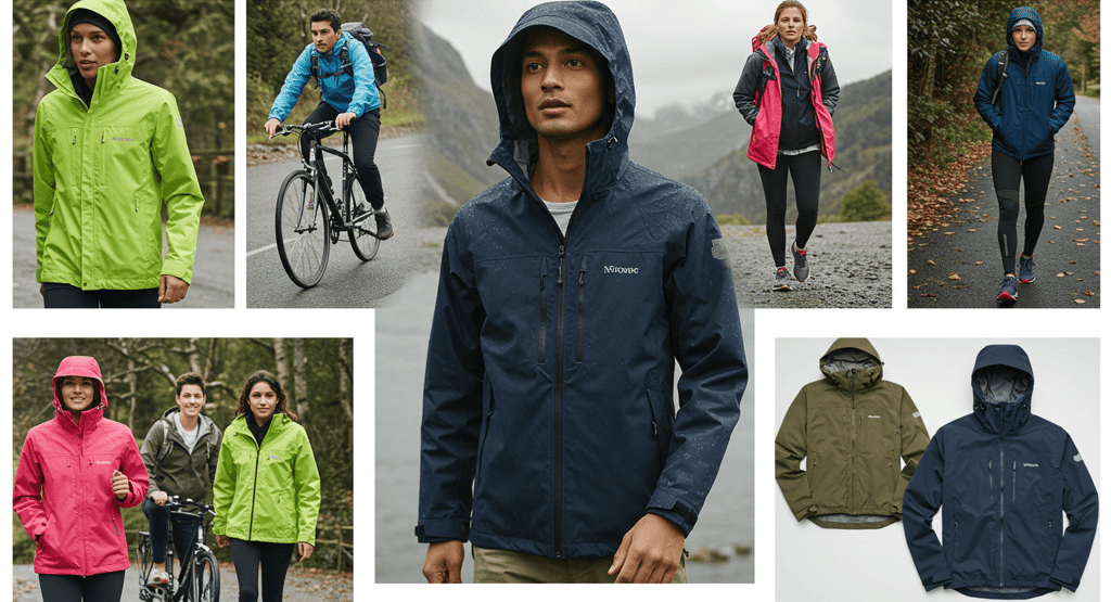 Outdoor enthusiasts that are wearing outdoor waterproof windproof hiking adventure jackets