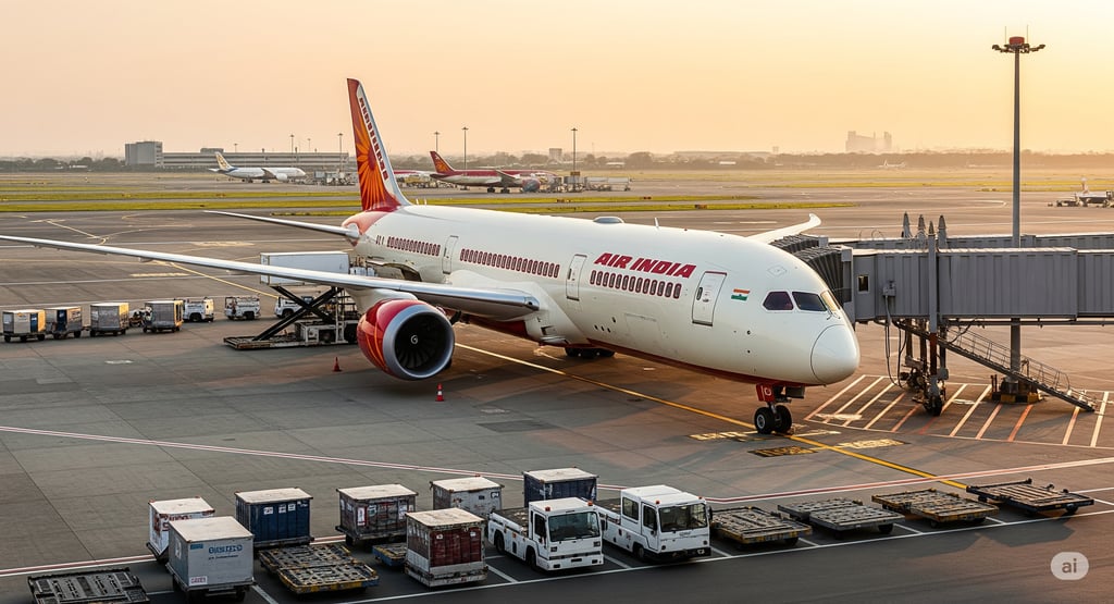 a plane is parked at the airport