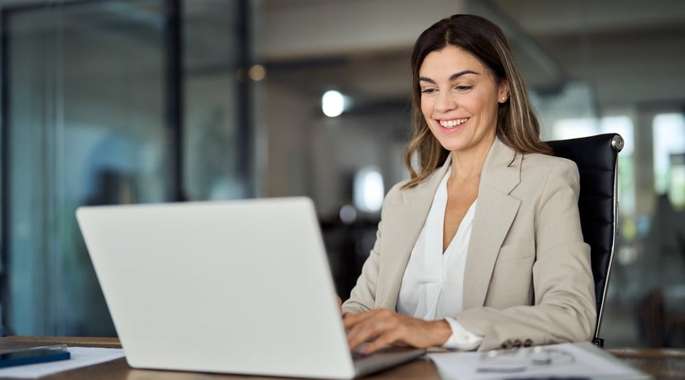 Lady typing showing high productivity and time management
