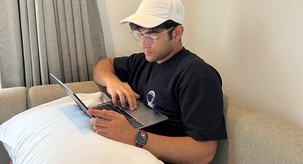 Medhansh Seth working on his book about startups