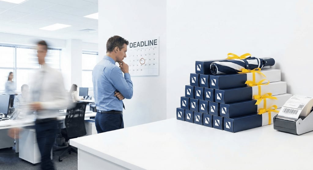 Ilustrasi manajemen pengadaan merchandise dengan proses produksi yang efisien.