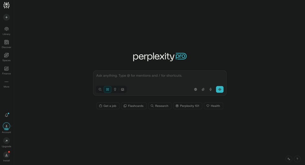 perplexity pro Homepage