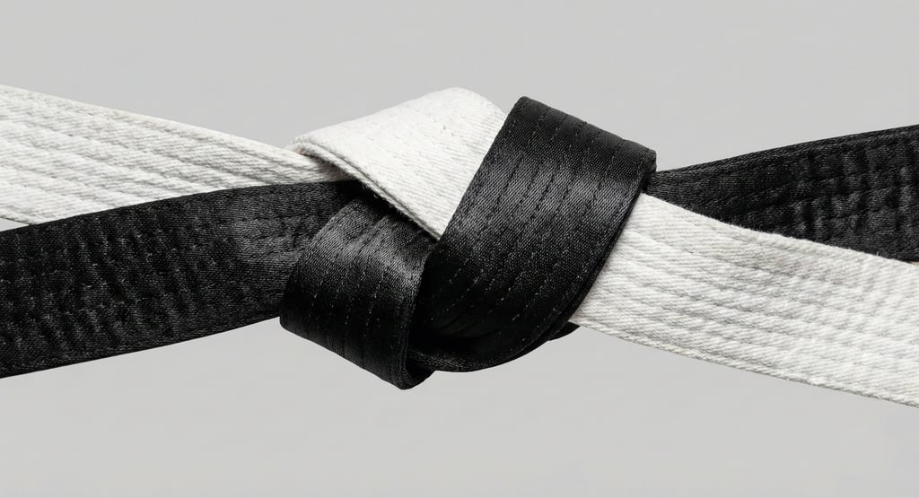 a black and white karate belts wrapped together
