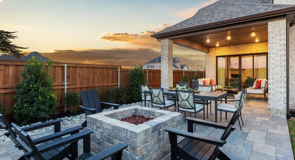 pavers patio outdoors space in a back yard